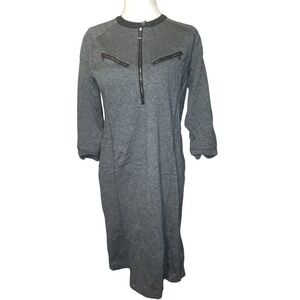 LRL Lauren Jeans Co Ralph Lauren Women Gray Knit Zipper Pocket Dress M